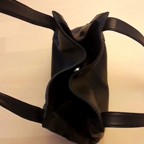 Vintage 90s 100% Leather Nine West Black Shoulder Bag - Picture 11 of 15